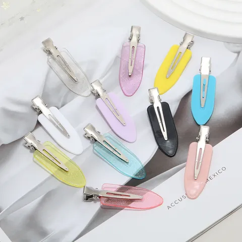 Pinces à Cheveux en Plastique Résine Style Coréen Couleur Bonbon Sans Trace Forme Étoile Feuille pour Enfants Femmes Accessoires