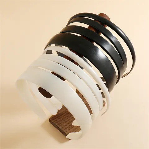 Minimalist Plastic Plain Headband Base No Teeth Hairband Hoop For DIY Hair Accessories Making Black White Plain Crown Core
