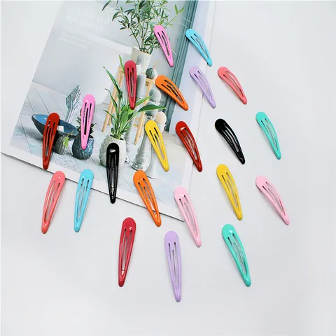 Pinces à Cheveux Barrettes à Clips Forme Goutte d'Eau en Métal Émaillé Minimaliste Couleurs Bonbon Vives Accessoires Quotidiens Femmes Enfants Bijoux