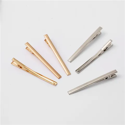Korean Style Electroplated Gold Metal Alligator Hair Clips Flat Square Prong DIY Hairwear Craft Making Accessories Wholesale