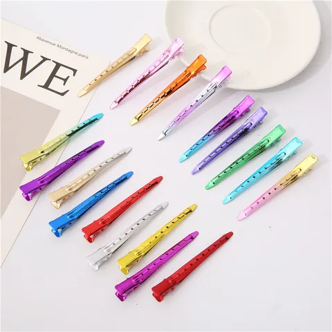 Pinces à Cheveux Crocodile Professionnelles en Métal Peint Pinces de Séparation de Salon Couleur Bonbon Épingles à Cheveux Femme