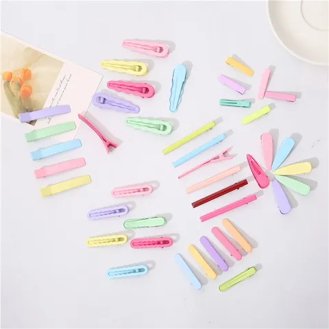 Pinces à Cheveux en Métal Peint Couleur Bonbon Douces Barrettes Crocodile pour Enfants Filles Accessoires de Cheveux Quotidiens