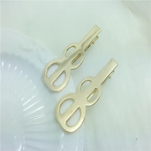 Electroplated Iron Guitar Shaped Hollow Alligator Hair Clips Base Korean Style DIY Jewelry Making Findings Craft Accessories