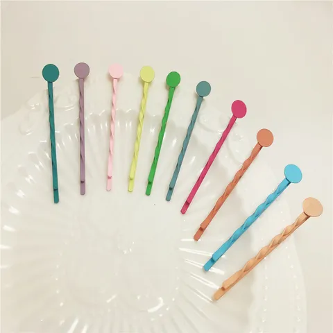 Bases de Barrettes Tressées Laquées Minimalistes Pinces à Cheveux Géométriques Multicolores Accessoires de Bricolage Composants Barrettes Vierges