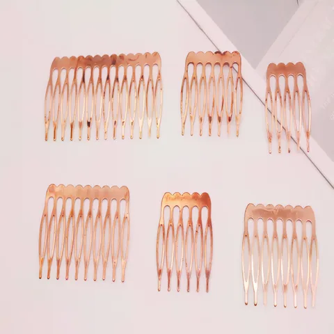 Peigne à Cheveux en Fer Dents Latérales en Métal Ondulé Base de Barrettes Composants de Coiffure de Mariée pour la Fabrication de Bijoux DIY