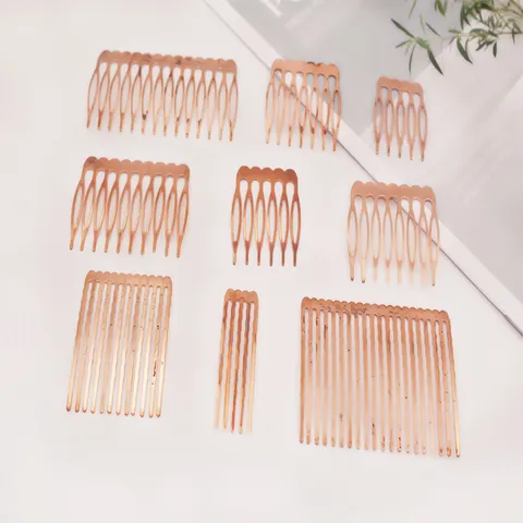 Peigne à Cheveux en Fer Dents Latérales en Métal Ondulé Base de Barrettes Composants de Coiffure de Mariée pour la Fabrication de Bijoux DIY