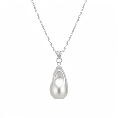 Collana con Pendente a Forma di Pera in Perla Artificiale Rame Strass Catena a Y per Donna Gioielli Moda Elegante