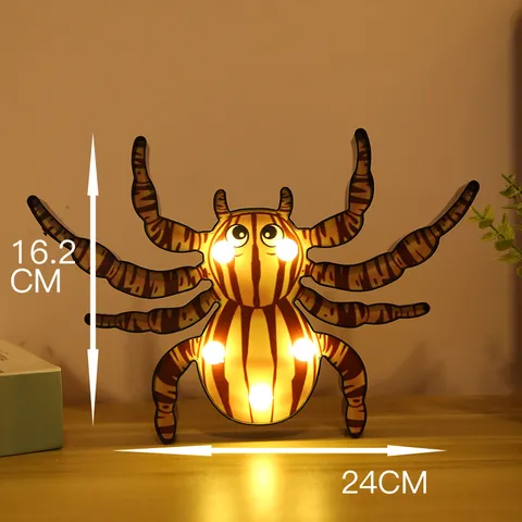 Halloween LED Araña Murciélago Calabaza Esqueleto Bruja Fantasma Luz Nocturna Decoración de Fiesta Accesorios Luminosos Decoración