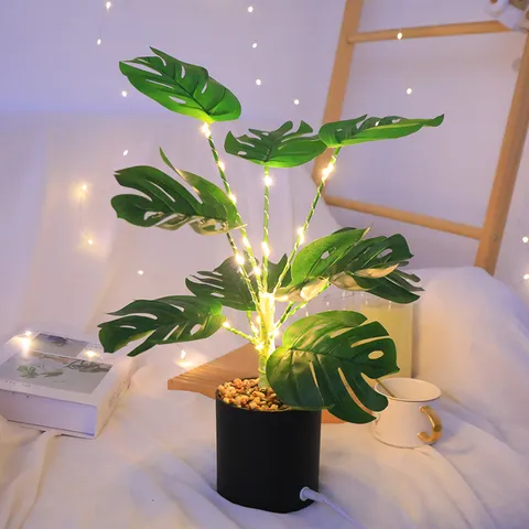 Luz Nocturna LED De Planta Artificial Alimentada Por USB Lámpara De Mesa De Bonsái Lámpara Decorativa Para El Hogar