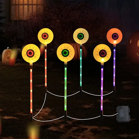 Luces Solares LED de Enchufe de Tierra para Halloween Globo Ocular Calabaza Fantasma Jardín Exterior Fiesta Decoración Iluminación de Atmósfera