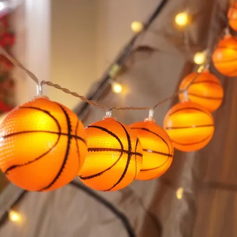 Guirlande de Luces LED con Tema Deportivo Iluminación de Bolas de Plástico Decorativas Para Habitación Infantil Fiesta de Cumpleaños Decoración del Hogar