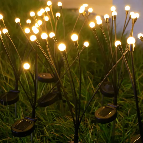 Zonne-energie Vuurvliegje Lichten Buiten Tuin Gazon Landschap Licht Warm Wit Meerkleurige LED Zwaaiende Lichten Voor Patio Werf Camping