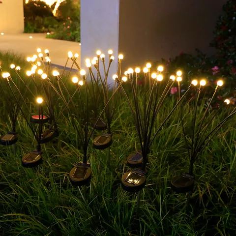 Zonne-energie Vuurvliegje Lichten Buiten Tuin Gazon Landschap Licht Warm Wit Meerkleurige LED Zwaaiende Lichten Voor Patio Werf Camping