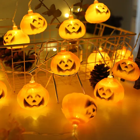 Guirnalda de Luces LED de Calabaza de Halloween Luces Decorativas Fiesta Espeluznante Decoración