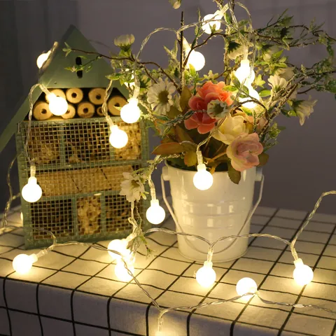 Guirlande de Luces LED de Bola Blanco Cálido Luces de Hadas Decoración de Dormitorio Fiesta Iluminación Colgante