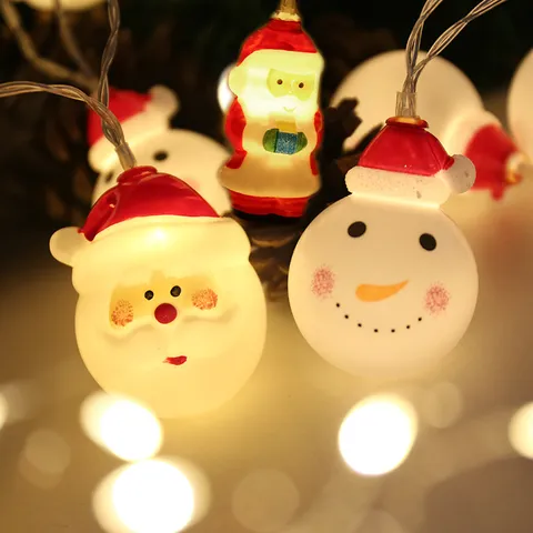 Guirnalda de Luces LED de Navidad Dibujos Animados Muñeco de Nieve Papá Noel Luces de Hadas Batería USB Fiesta de Navidad Decoración del Hogar