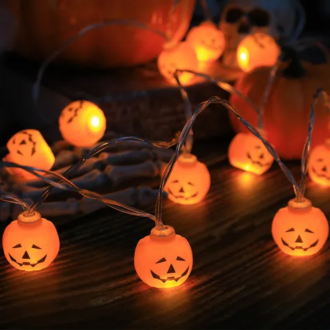 Guirnalda de Luces LED de Halloween Calabaza Fantasma Cráneo Ojo Luces Decorativas Pilas Fiesta Decoración del Hogar