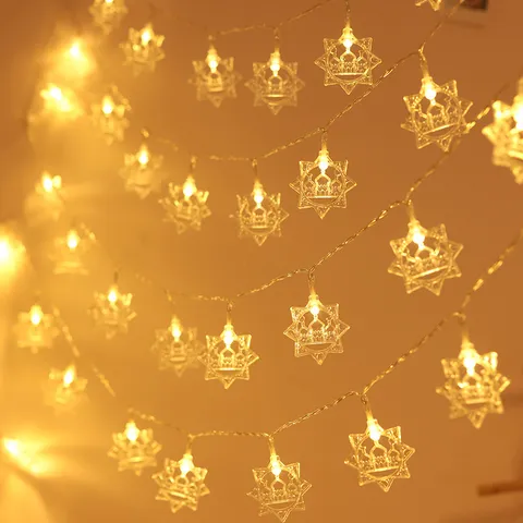 Guirlande de Luces LED Estrella Luna Castillo a Pilas Luces Blancas Cálidas Para Fiesta Decoración Hogar