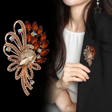 Elegante Spilla a Forma di Fiore in Lega con Strass per Donna Corsage con Intarsio in Vetro di Alta Qualità per Matrimoni Banchetti Accessori per Abbigliamento