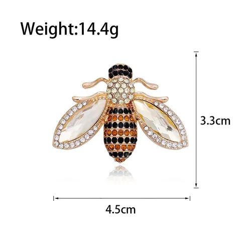 Broche de Abeja de Diamantes de Imitación de Aleación de Moda para Hombres Mujeres Color Dorado Animal Insecto Pin de Solapa Broche de Animal para Boda Fiesta Joyería Diaria