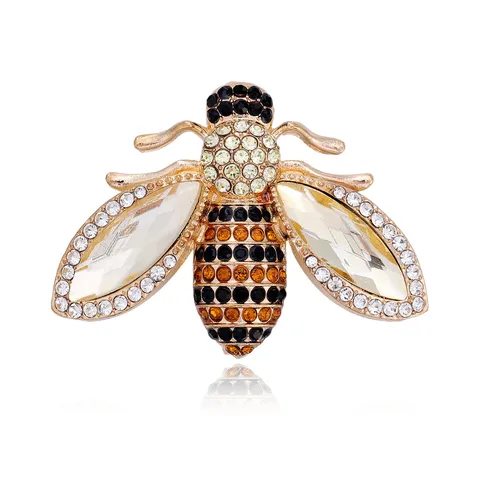 Broche de Abeja de Diamantes de Imitación de Aleación de Moda para Hombres Mujeres Color Dorado Animal Insecto Pin de Solapa Broche de Animal para Boda Fiesta Joyería Diaria