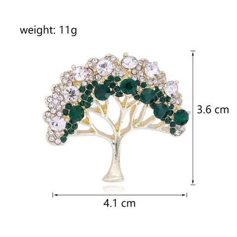 Exquise Broche Arbre Doré pour Femme Scintillante Incrustée de Strass Épingle à Revers pour Costume de Mode Accessoire de Bijoux à Motif de Feuille Élégant