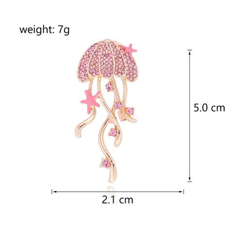 Elegant Rhinestone Jellyfish Starfish Brooch For Women Alloy Marine Animal Breastpin For Wedding Banquet Party Dress Jewelry Gift