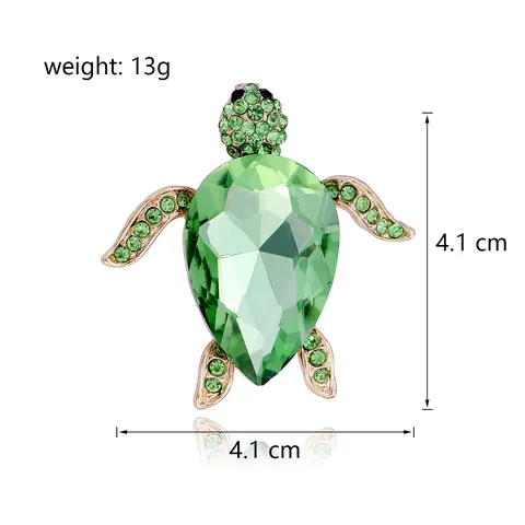 Luxury Alloy Rhinestone Sea Turtle Brooch Pin For Women Fashion Animal Shaped Crystal Lapel Pin Clothing Accessory