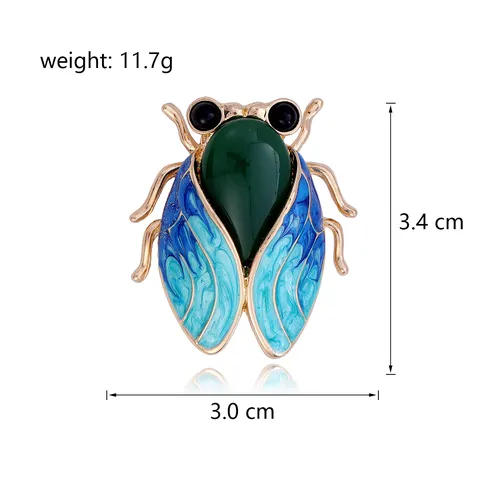 Vintage Chinese Style Alloy Cicada Brooch With Enamel Effect Faux Jade Pin For Hanfu Cheongsam Women Jewelry Accessories Gift