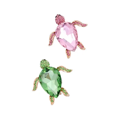 Luxury Alloy Rhinestone Sea Turtle Brooch Pin For Women Fashion Animal Shaped Crystal Lapel Pin Clothing Accessory