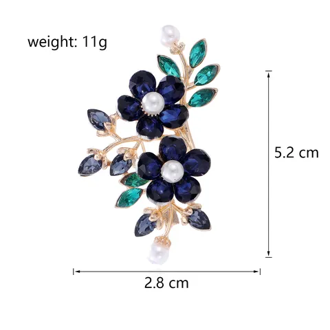 Spilla a Fiore in Lega con Strass Elegante da Donna Scintillante Perla Artificiale Bouquet Botanico Spilla da Corsetto Gioielli Regalo