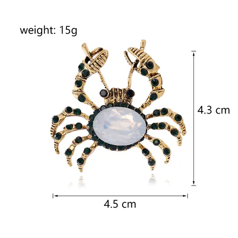 Luxuriöse Antikgold Krabbe Brosche Legierung Strass Tier Anzug Reversnadel Schmuck Zubehör Für Damen Herren Party Geschenk