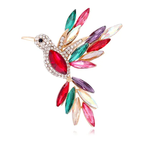 Exquisite Alloy Rhinestone Hummingbird Brooch Pin For Women Men Fashion Jewelry Bird Corsage For Suit Overcoat Wedding Banquet Jewelry