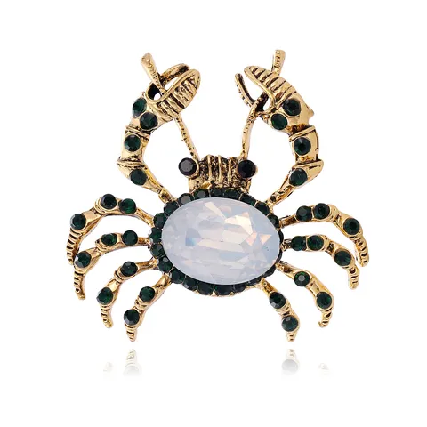 Luxuriöse Antikgold Krabbe Brosche Legierung Strass Tier Anzug Reversnadel Schmuck Zubehör Für Damen Herren Party Geschenk