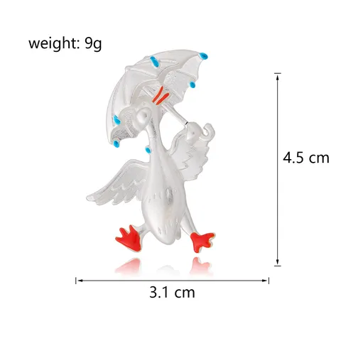 Cute Enamel Duck Holding Umbrella Brooch Alloy Animal Lapel Pin Fashion Jewelry Accessory For Women Men Gift