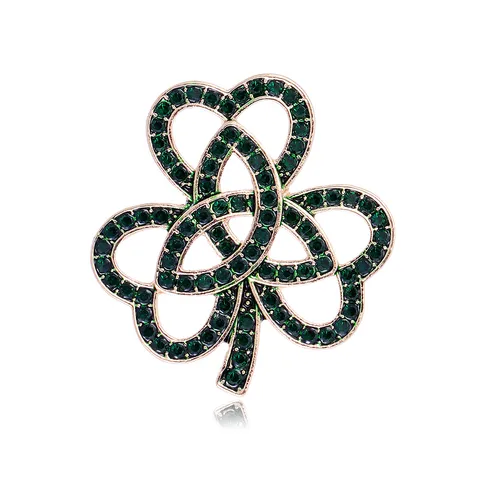 Elegant Hollow Rhinestone Clover Brooch For Women Alloy Scarf Clip Floral Breastpin Pin Fashion Accessories Jewelry Gift