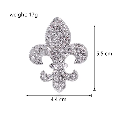 Vintage Fleur-de-lis Rhinestone Brooch Alloy Inlaid Pin Elegant Flower Brooch Accessory For Women Men Wedding Banquet Jewelry