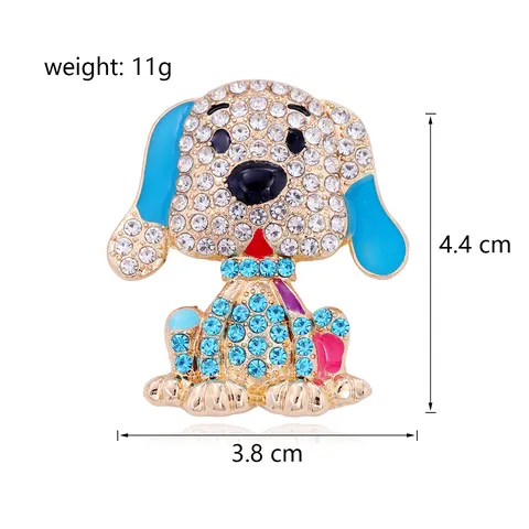 Exquisite Strass Hund Brosche Süße Cartoon Legierung Tier Reversnadel Für Damen Herren Anzug Mantel Emaille Korsage Schmuck Geschenk