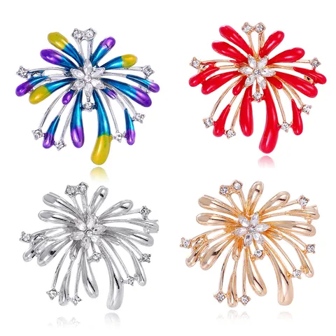 Elegante Spilla a Fuochi d'Artificio in Lega per Donna Spilla in Smalto Strass di Alta Qualità Accessori per Vestiti Regalo