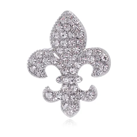 Vintage Fleur-de-lis Rhinestone Brooch Alloy Inlaid Pin Elegant Flower Brooch Accessory For Women Men Wedding Banquet Jewelry