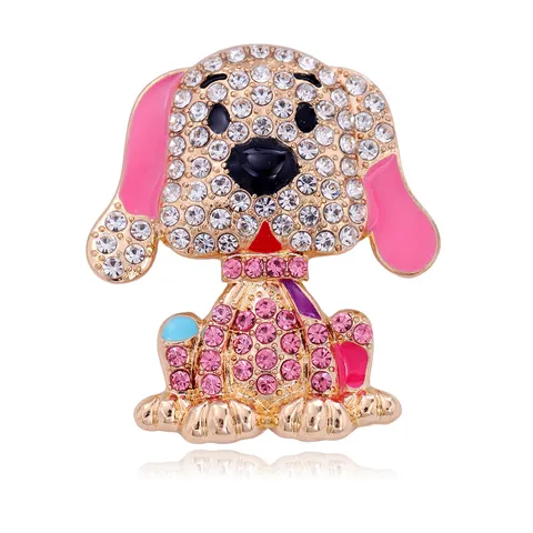 Exquisite Strass Hund Brosche Süße Cartoon Legierung Tier Reversnadel Für Damen Herren Anzug Mantel Emaille Korsage Schmuck Geschenk