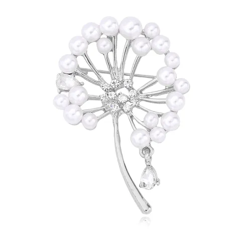 Mode Löwenzahn Brosche Für Damen Legierung Künstliche Perle Strass Blume Brosche Pin Elegante Schal Clip Schmuck Zubehör