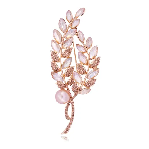 Elegante Spilla a Ramo di Salice in Lega con Strass per Donna Spilla da Bavero a Foglia con Perla Artificiale di Alta Qualità Accessori per Abiti Gioielli Regalo