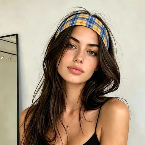 Cinta Deportiva para el Pelo Tejido de Cuadros Estilo Occidental Banda Elástica Moda Cinta Antisudor Accesorio para el Cabello Para Yoga Correr Unisex Joyería