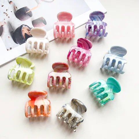 Damen Kleine Marmormuster Haarkralle Vier-Zahn Hai-Clip Für Dutt Einfacher Minimalistischer Haarschmuck Schmuck Für Frauen