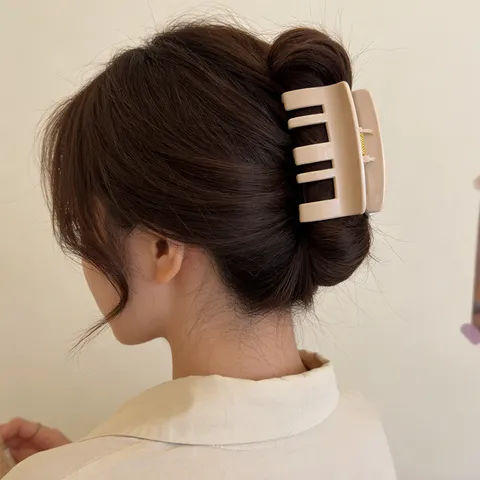 Koreaanse Minimalistische Vierkante PC Haarklem Voor Vrouwen Grote Geometrische Haarklauw Veelzijdige Haarfixatie Accessoire Elegante Effen Kleur Hoofddeksels
