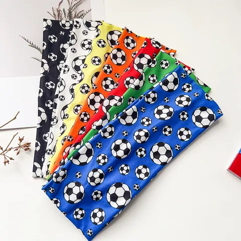 Unisex Elastic Sport Headband Polyester Printed Soccer Football Pattern Sweatband For Workout World Cup Cheer Hair Accessories