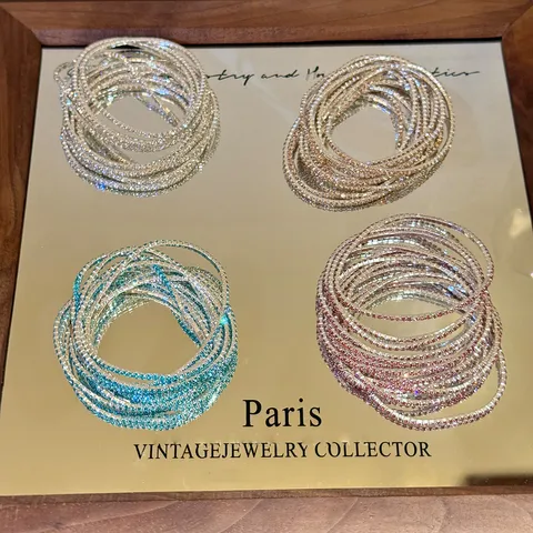 Mode Mehrfarbig Strass Elastisches Armband Künstlicher Kristall Eingelegt Stapelbar Handkette High-End Minimalistisch Schmuck Für Damen