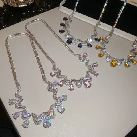Zilveren Traan Waterdruppel Hanger Halsketting Koper Zirconia Sleutelbeen Ketting Vintage Stijl Sieraden Voor Dames