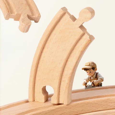 Ensemble de Jouets de Piste de Train en Bois Ensemble de Construction Éducatif pour Enfants avec Grue Pont Tête de Train